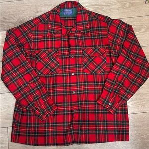 Vintage Pendleton red plaid Wool shirt size Large